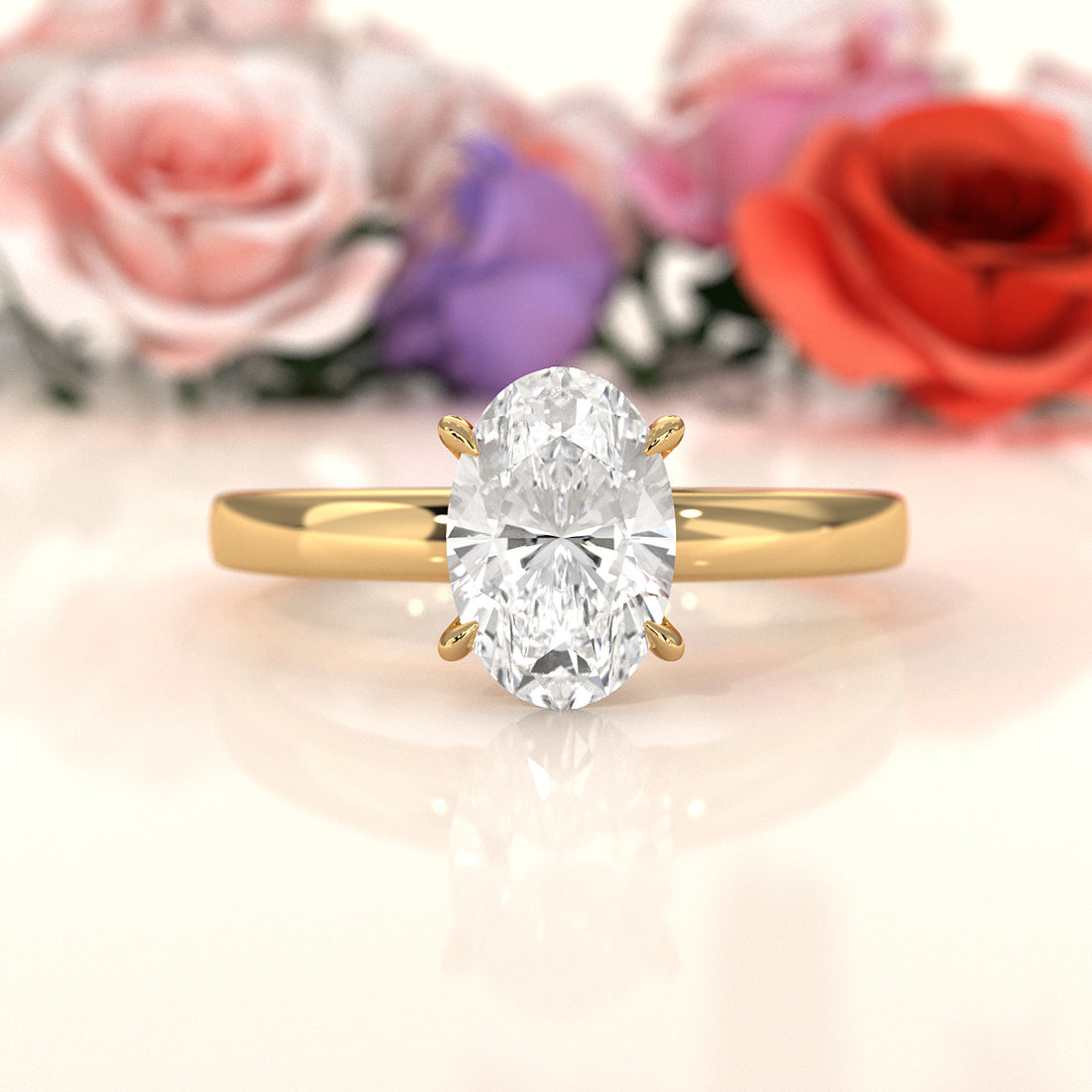 5g Lab Grown Diamond IGI Certified Flat Edge Solitaire Engagement Ring 3mm Setting 1.00 Ctw.