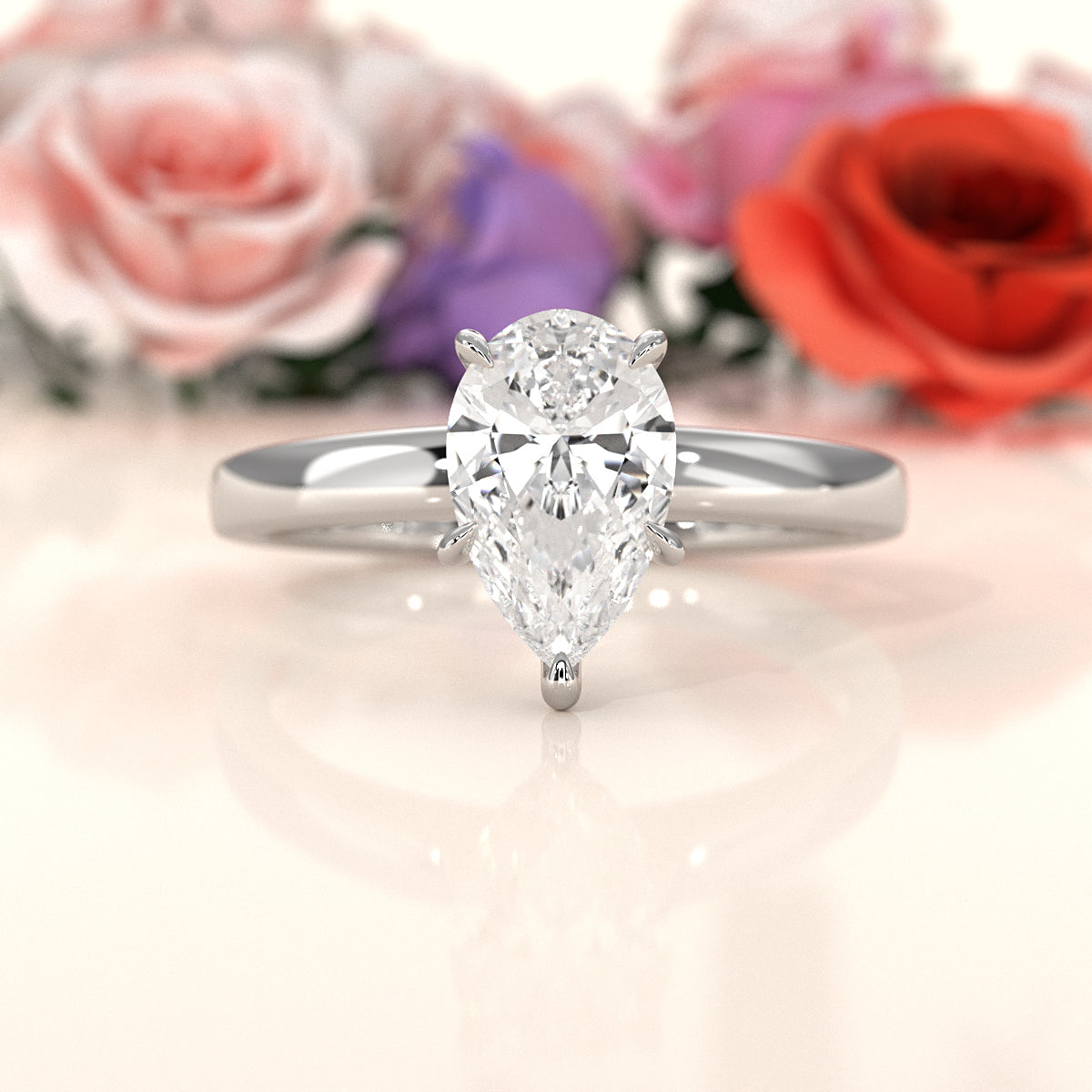 5g Lab Grown Diamond IGI Certified Flat Edge Solitaire Engagement Ring 3mm Setting 1.00 Ctw.