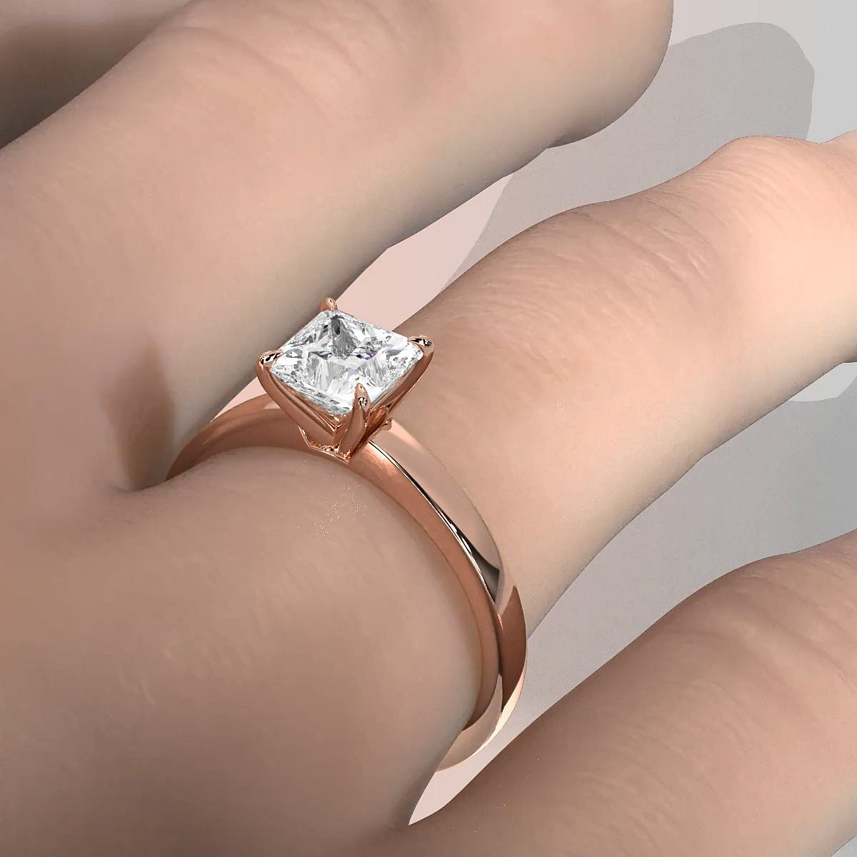 5g Lab Grown Diamond IGI Certified Flat Edge Solitaire Engagement Ring 3mm Setting 1.00 Ctw.