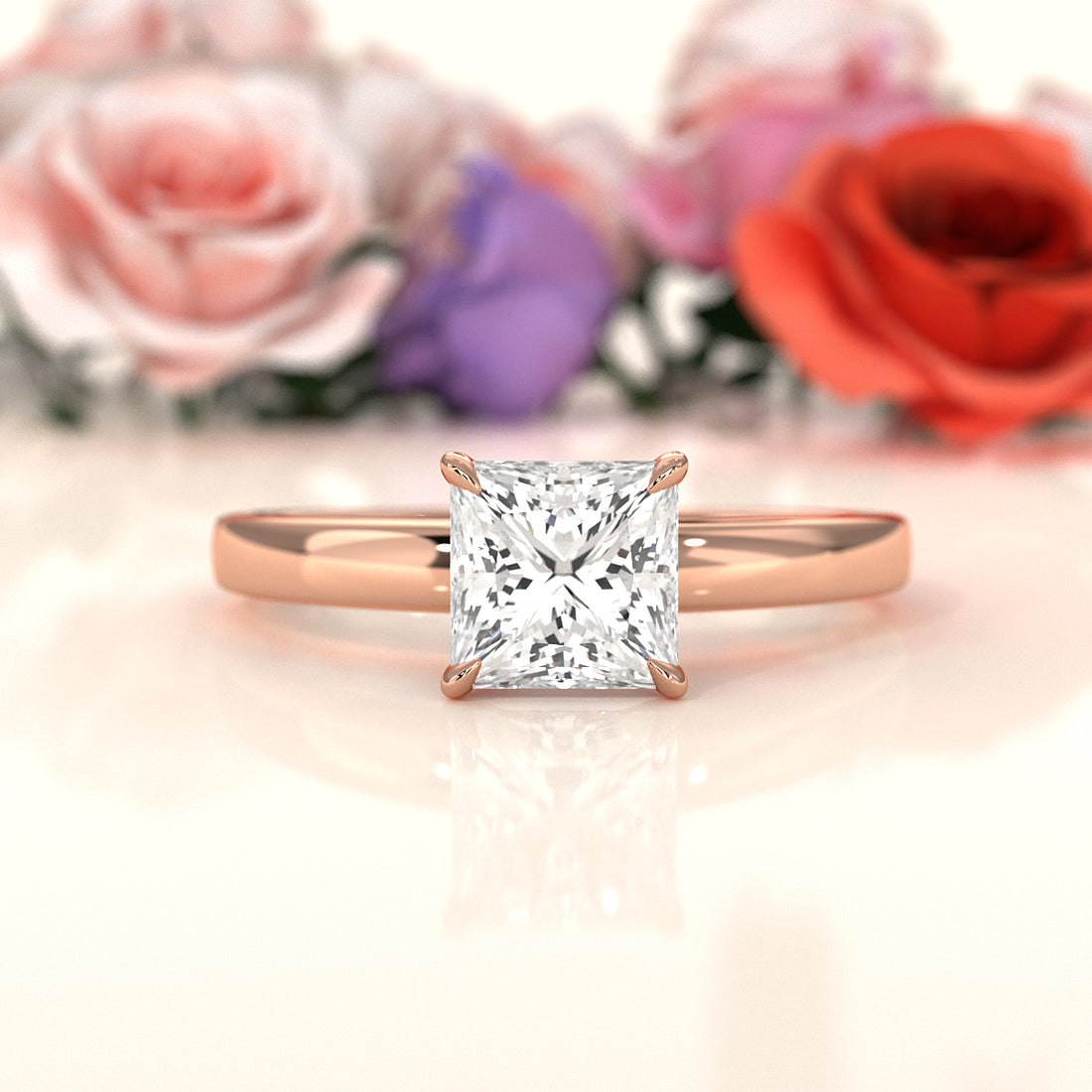 5g Lab Grown Diamond IGI Certified Flat Edge Solitaire Engagement Ring 3mm Setting 1.00 Ctw.