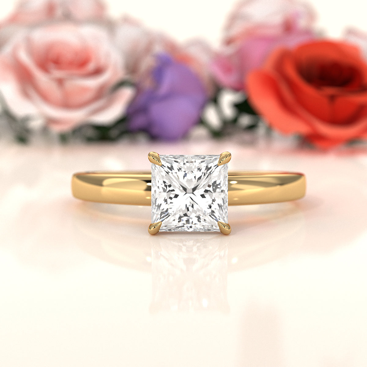 5g Lab Grown Diamond IGI Certified Flat Edge Solitaire Engagement Ring 3mm Setting 1.00 Ctw.