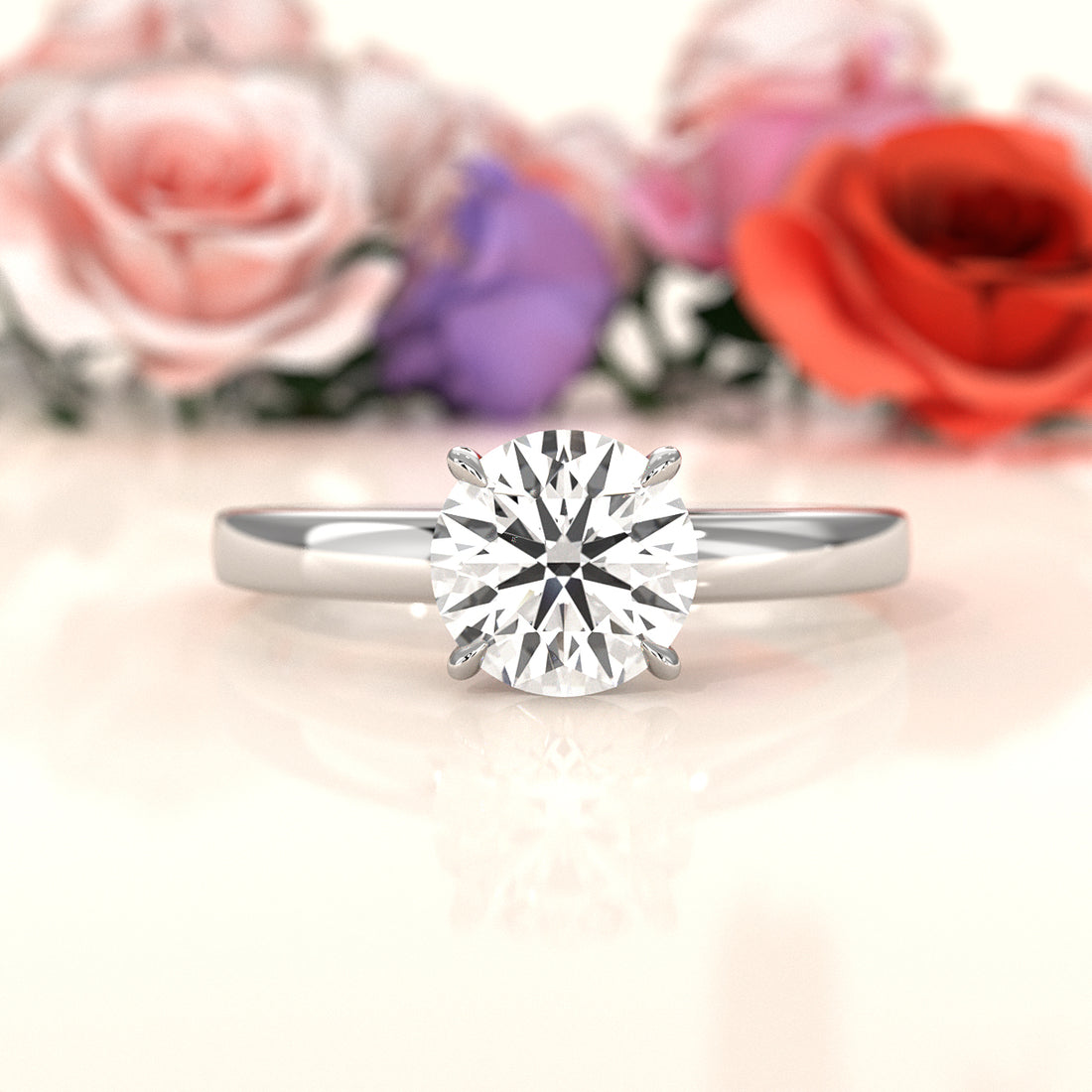 5g Lab Grown Diamond IGI Certified Flat Edge Solitaire Engagement Ring 3mm Setting 1.00 Ctw.