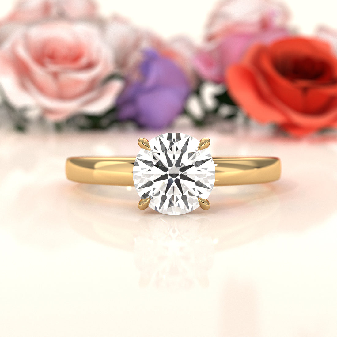 5g Lab Grown Diamond IGI Certified Flat Edge Solitaire Engagement Ring 3mm Setting 1.00 Ctw.