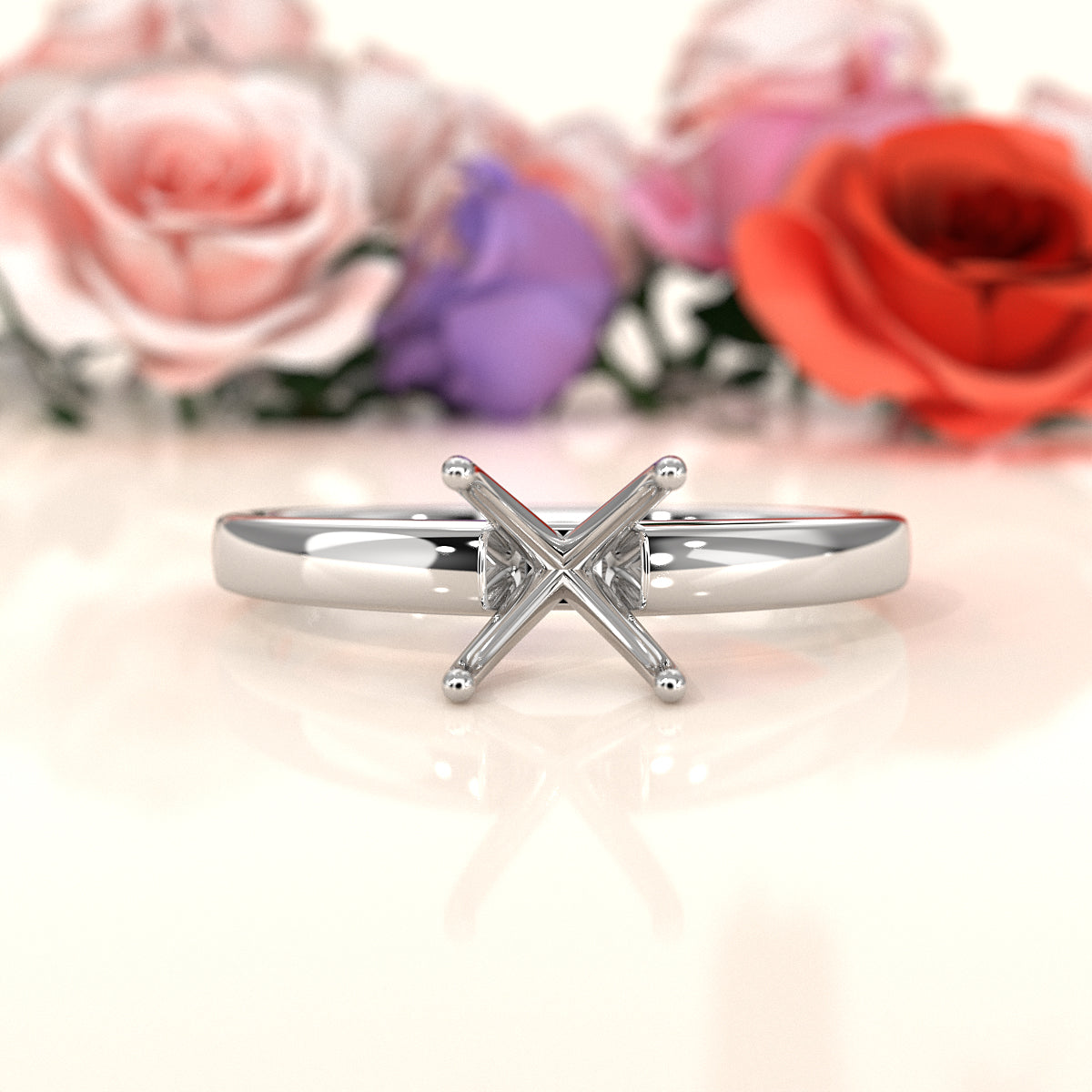 5g Solitaire Style Semi Mount Engagement Ring Setting 3mm