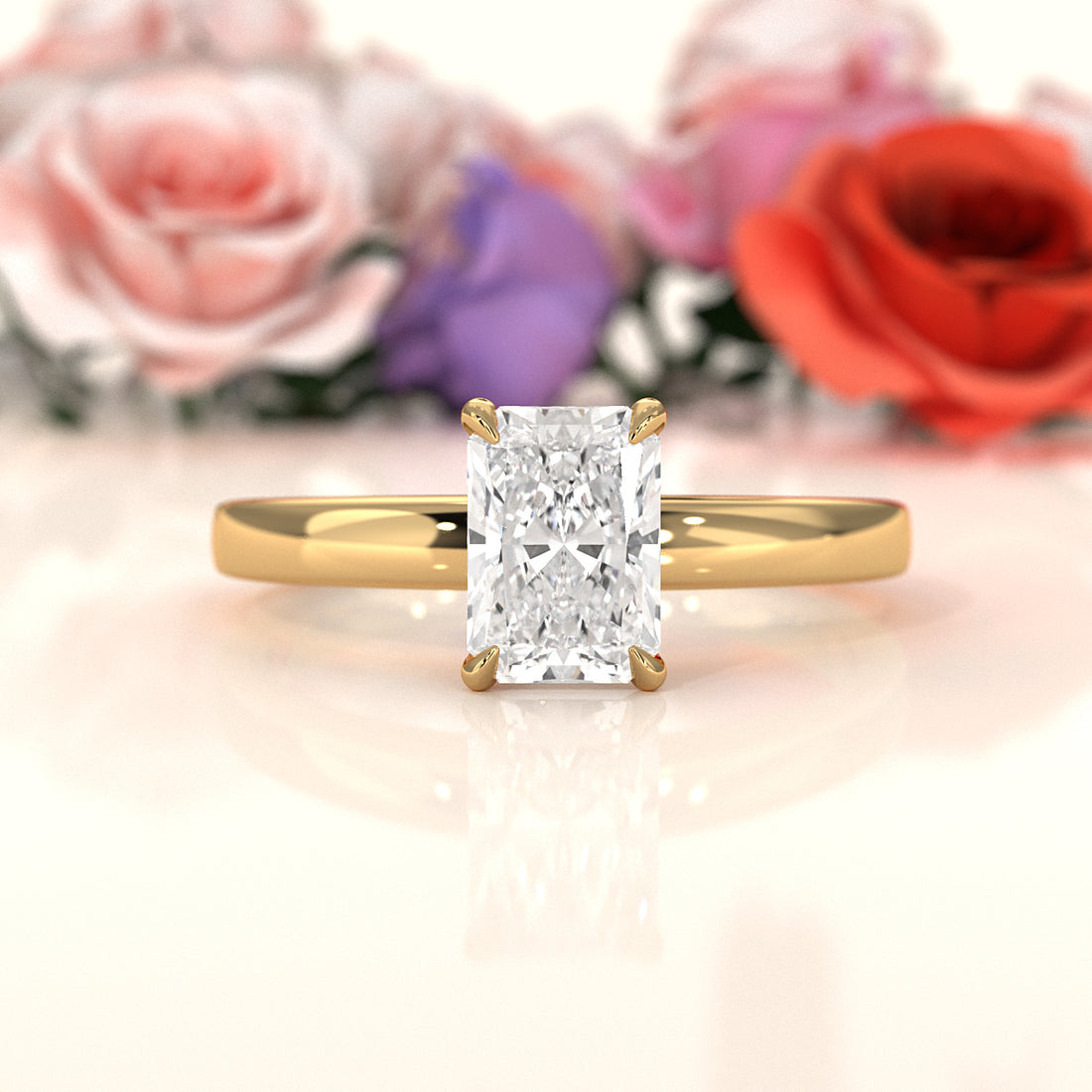 5g Lab Grown Diamond IGI Certified Flat Edge Solitaire Engagement Ring 3mm Setting 1.00 Ctw.