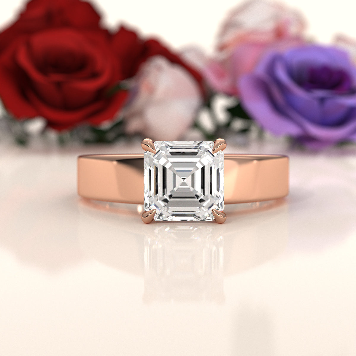 IGI Certified Lab Grown Diamond Cathedral Style Engagement Ring 6g Solitaire Setting 4.5mm 1.00 Ctw.