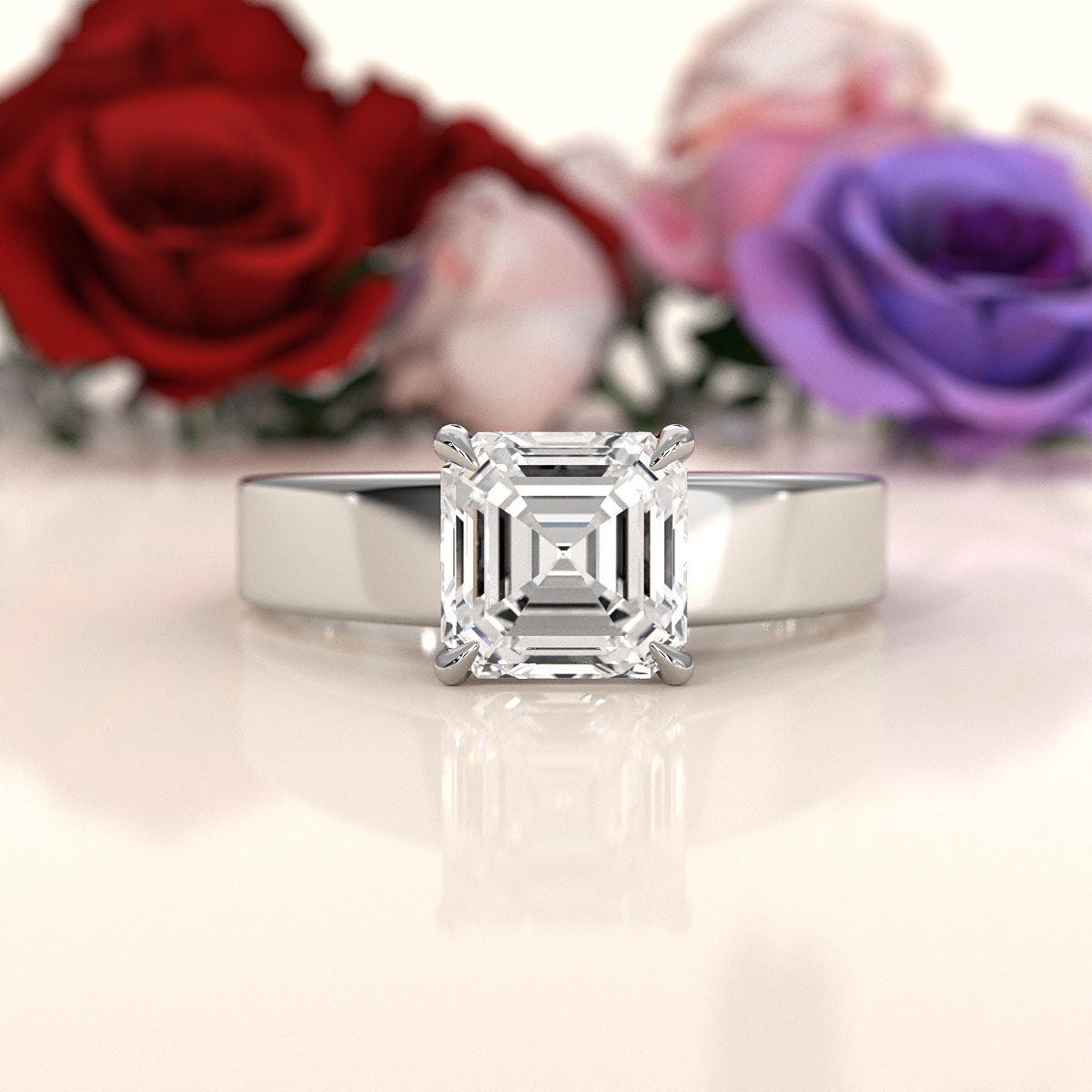 IGI Certified Lab Grown Diamond Cathedral Style Engagement Ring 6g Solitaire Setting 4.5mm 1.00 Ctw.