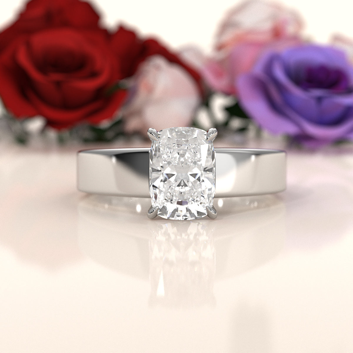 IGI Certified Lab Grown Diamond Cathedral Style Engagement Ring 6g Solitaire Setting 4.5mm 1.00 Ctw.