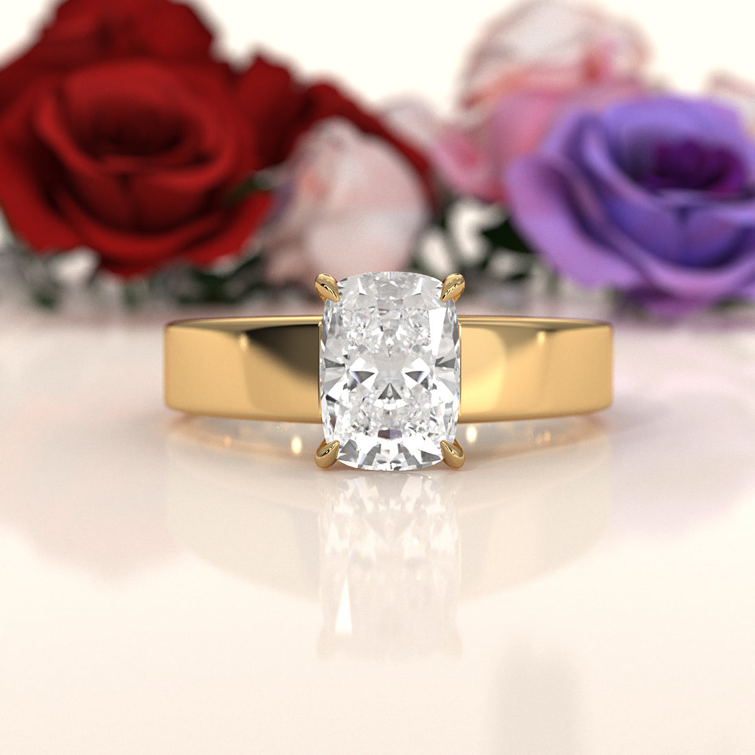 IGI Certified Lab Grown Diamond Cathedral Style Engagement Ring 6g Solitaire Setting 4.5mm 1.00 Ctw.