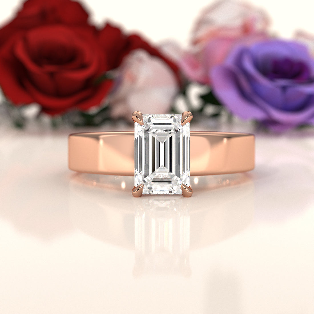 IGI Certified Lab Grown Diamond Cathedral Style Engagement Ring 6g Solitaire Setting 4.5mm 1.00 Ctw.