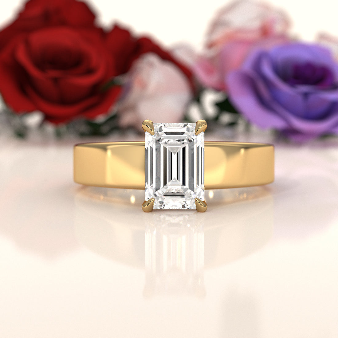 IGI Certified Lab Grown Diamond Cathedral Style Engagement Ring 6g Solitaire Setting 4.5mm 1.00 Ctw.