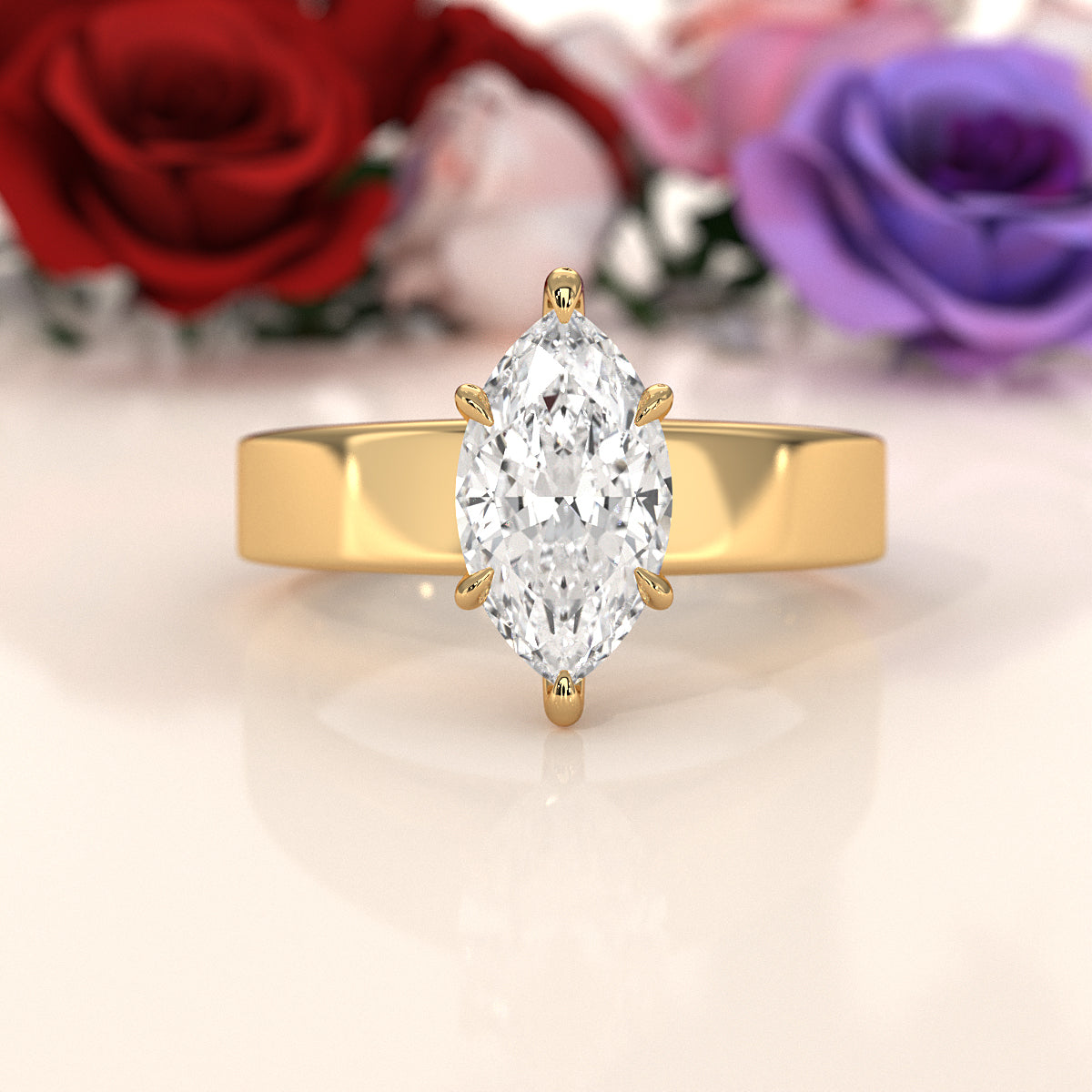 IGI Certified Lab Grown Diamond Cathedral Style Engagement Ring 6g Solitaire Setting 4.5mm 1.00 Ctw.