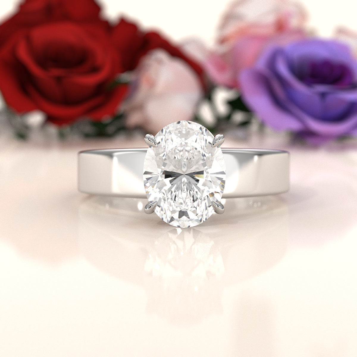 IGI Certified Lab Grown Diamond Cathedral Style Engagement Ring 6g Solitaire Setting 4.5mm 1.00 Ctw.