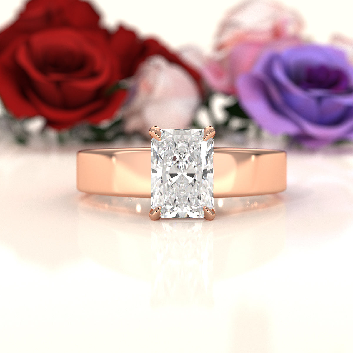 IGI Certified Lab Grown Diamond Cathedral Style Engagement Ring 6g Solitaire Setting 4.5mm 1.00 Ctw.
