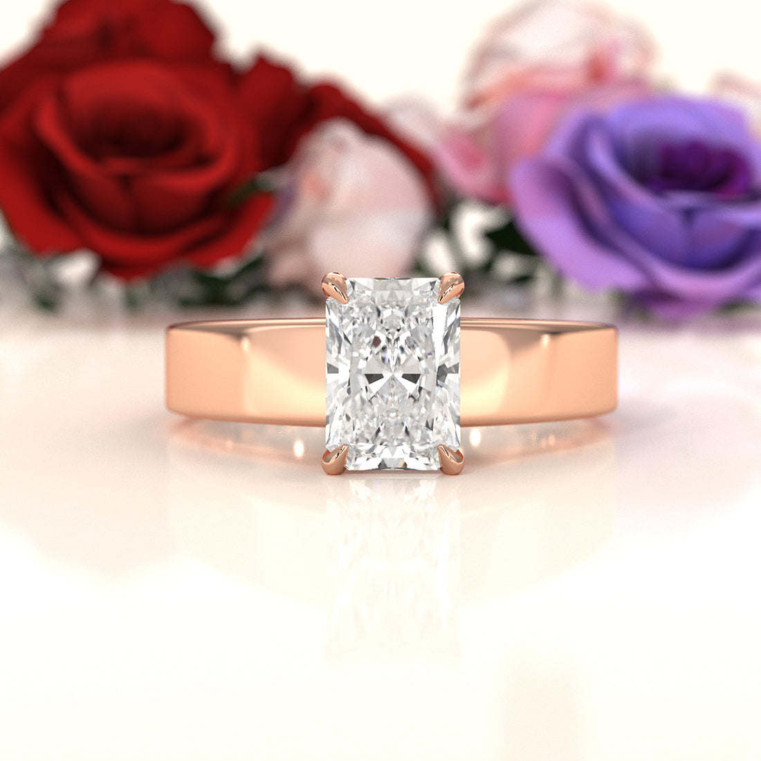 IGI Certified Lab Grown Diamond Cathedral Style Engagement Ring 6g Solitaire Setting 4.5mm 1.00 Ctw.
