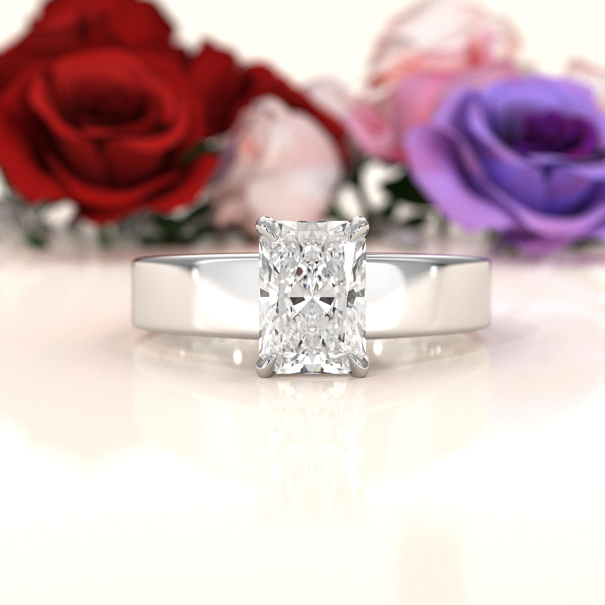 IGI Certified Lab Grown Diamond Cathedral Style Engagement Ring 6g Solitaire Setting 4.5mm 1.00 Ctw.