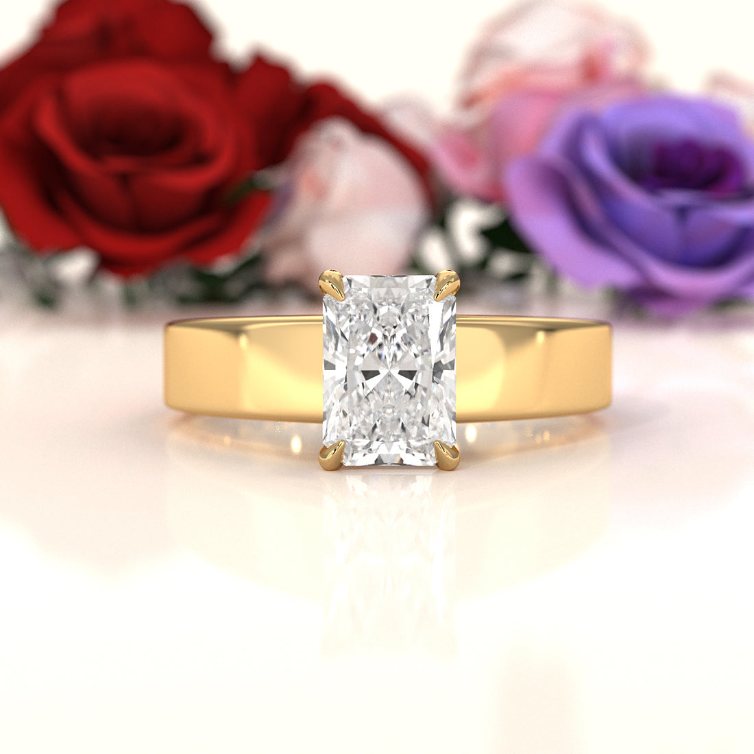 IGI Certified Lab Grown Diamond Cathedral Style Engagement Ring 6g Solitaire Setting 4.5mm 1.00 Ctw.