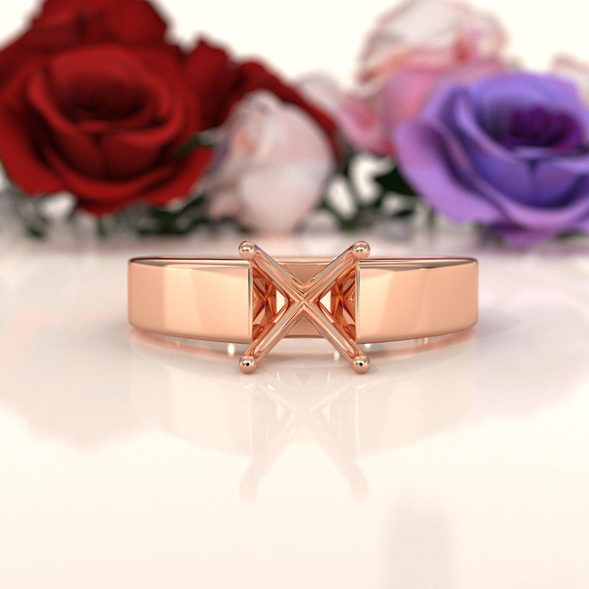 6g cathedral Style  Semi Mount Engagement Ring Solitaire Setting 4.5mm