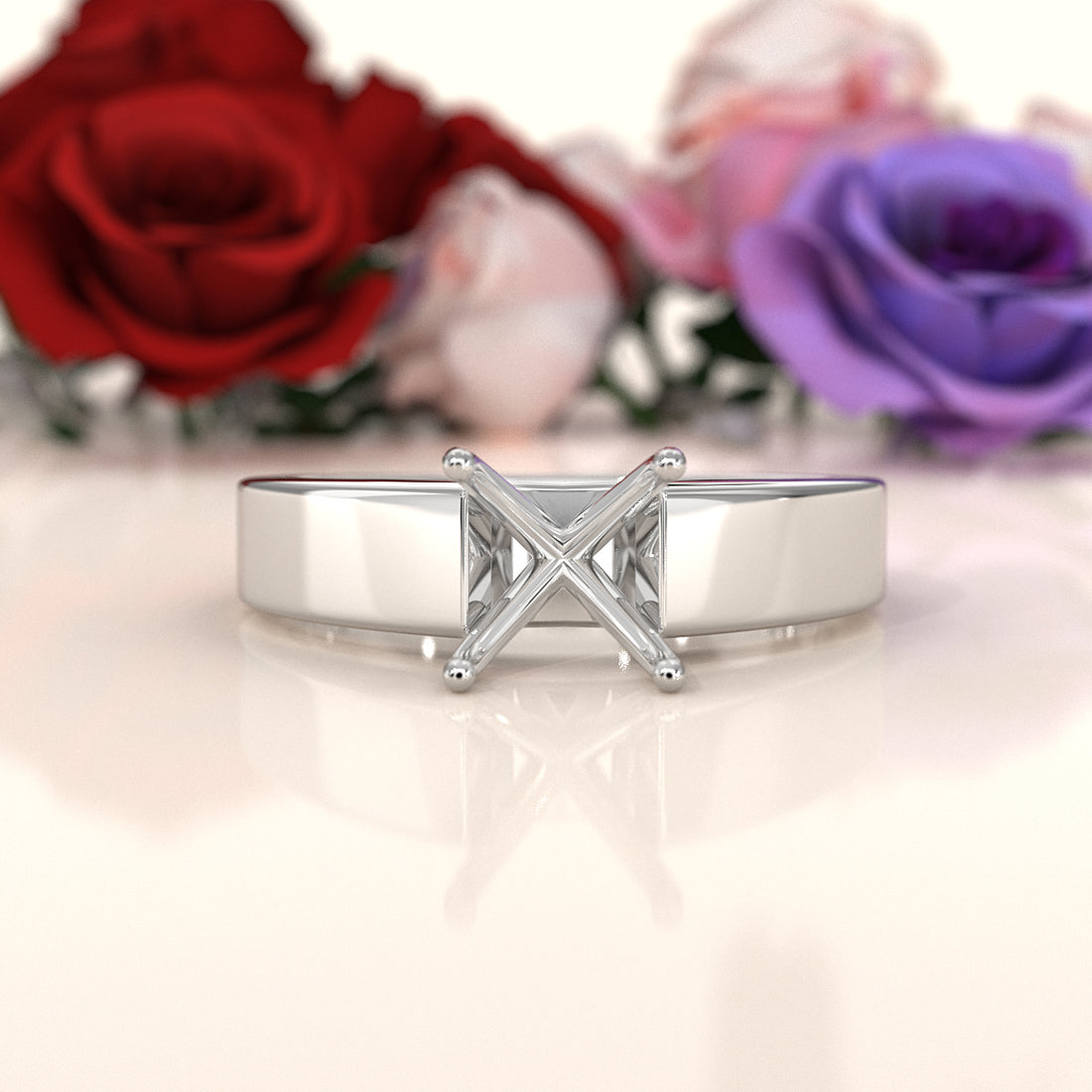 6g cathedral Style  Semi Mount Engagement Ring Solitaire Setting 4.5mm