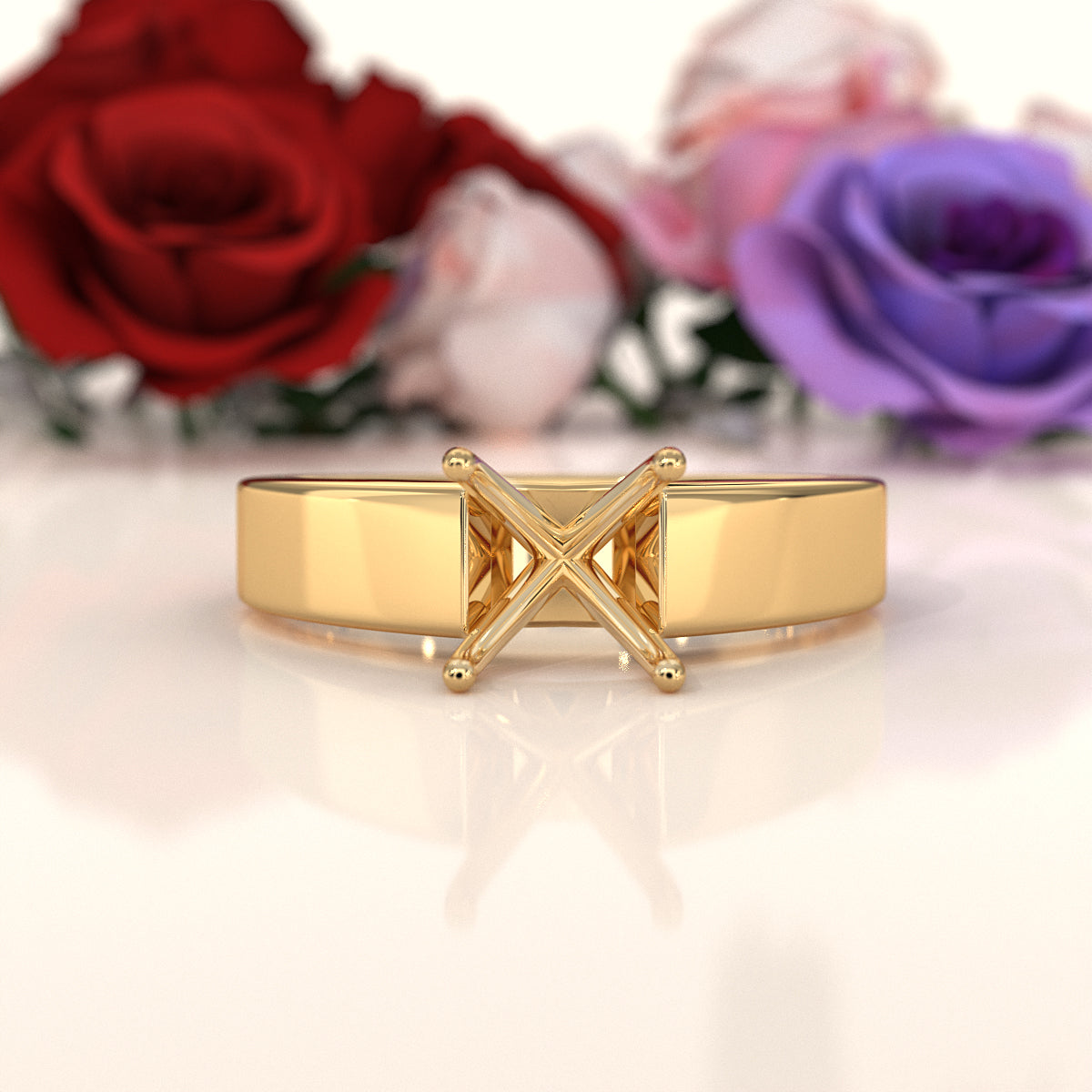 6g cathedral Style  Semi Mount Engagement Ring Solitaire Setting 4.5mm