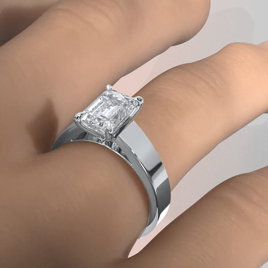 7gm 5.5m Cathedral Style Prong Set Lab Grown Diamond Engagement Solitaire Ring IGI Certified 1.00 Ctw.