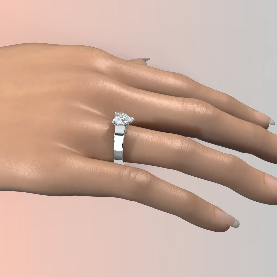 7gm 5.5m Cathedral Style Prong Set Lab Grown Diamond Engagement Solitaire Ring IGI Certified 1.00 Ctw.