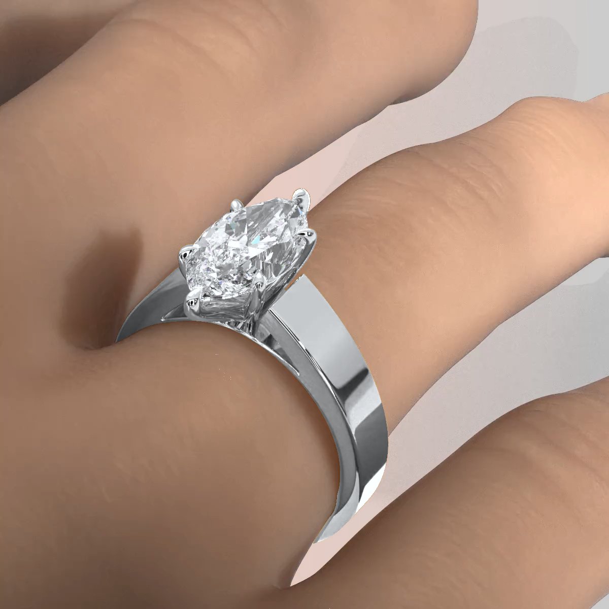 7gm 5.5m Cathedral Style Prong Set Lab Grown Diamond Engagement Solitaire Ring IGI Certified 1.00 Ctw.