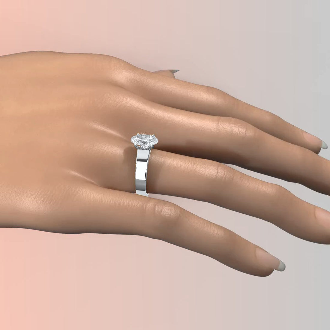7gm 5.5m Cathedral Style Prong Set Lab Grown Diamond Engagement Solitaire Ring IGI Certified 1.00 Ctw.