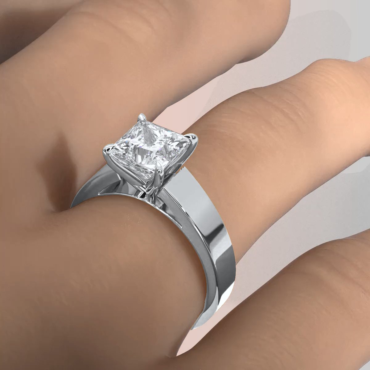 7gm 5.5m Cathedral Style Prong Set Lab Grown Diamond Engagement Solitaire Ring IGI Certified 1.00 Ctw.