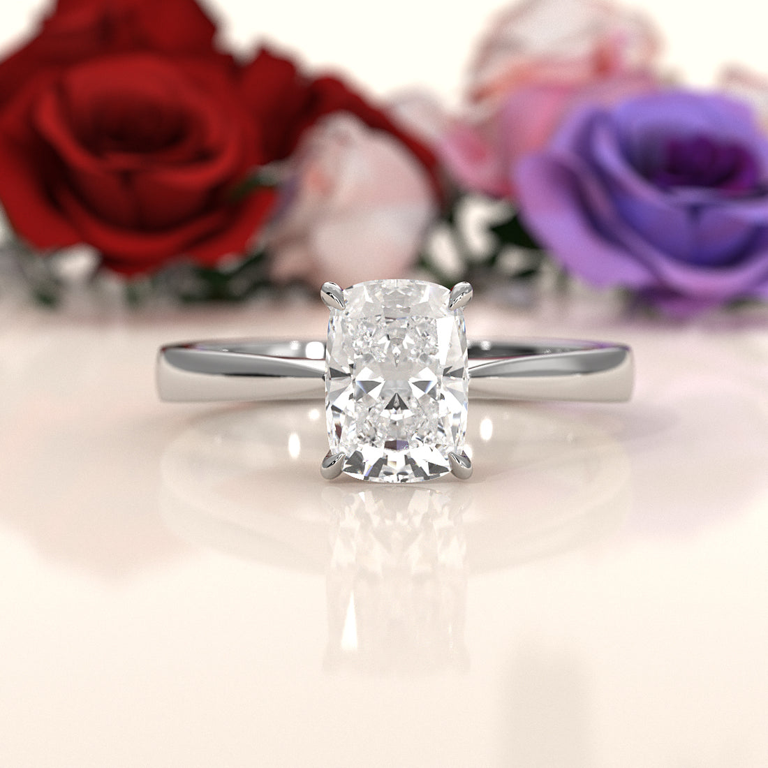 3g Lab Grown Diamond Tapper Solitaire IGI Certified Engagement Ring Setting 2mm 1.00 Ctw.