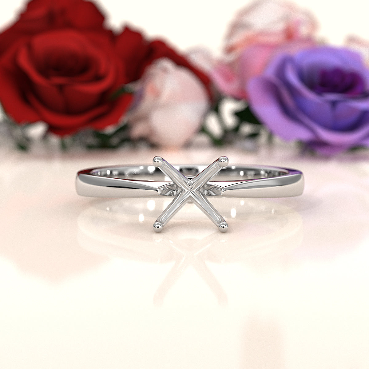 3g Tapper Semi Mount Engagement Solitaire Ring Setting 2mm