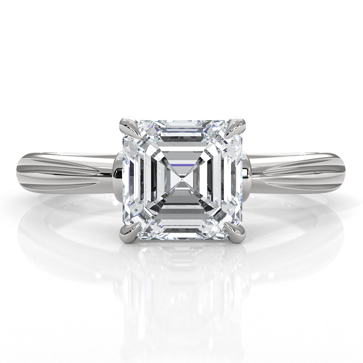 4.2g Ridged Solitaire Prong Set Lab Grown Diamond Engagement Ring IGI Certified 2.6mm 1.00 Ctw.