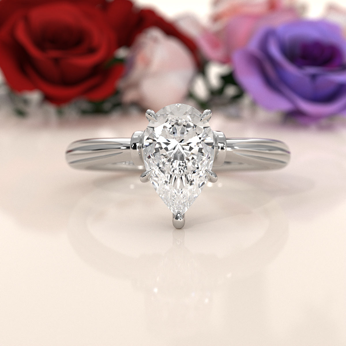 4.2g Ridged Solitaire Prong Set Lab Grown Diamond Engagement Ring IGI Certified 2.6mm 1.00 Ctw.