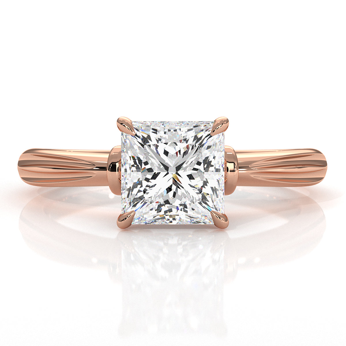 4.2g Ridged Solitaire Prong Set Lab Grown Diamond Engagement Ring IGI Certified 2.6mm 1.00 Ctw.