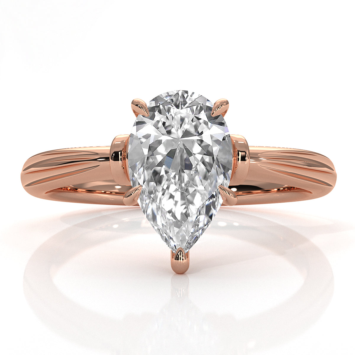 4.2g Ridged Solitaire Prong Set Lab Grown Diamond Engagement Ring IGI Certified 2.6mm 1.00 Ctw.