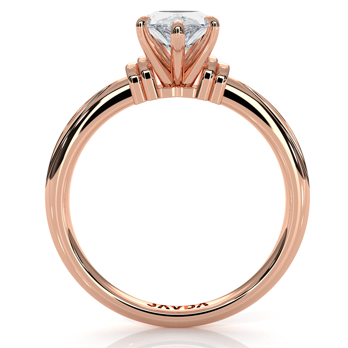 4.2g Ridged Solitaire Prong Set Lab Grown Diamond Engagement Ring IGI Certified 2.6mm 1.00 Ctw.