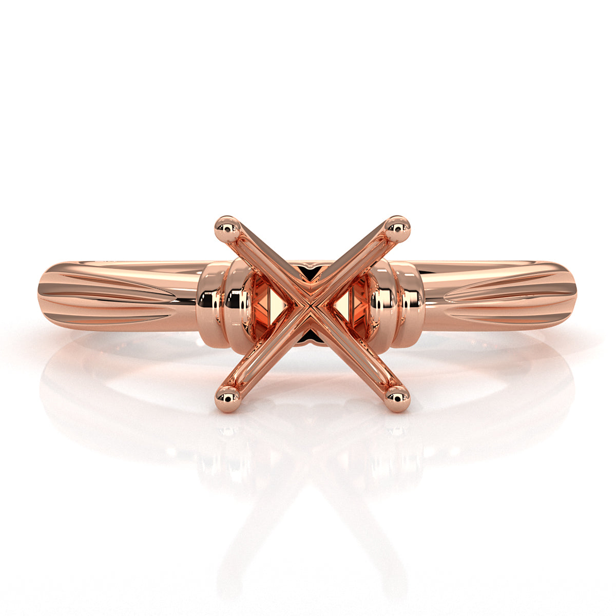 4.2g Ridged Solitaire Engagement Ring Setting Semi Mount 2.6mm