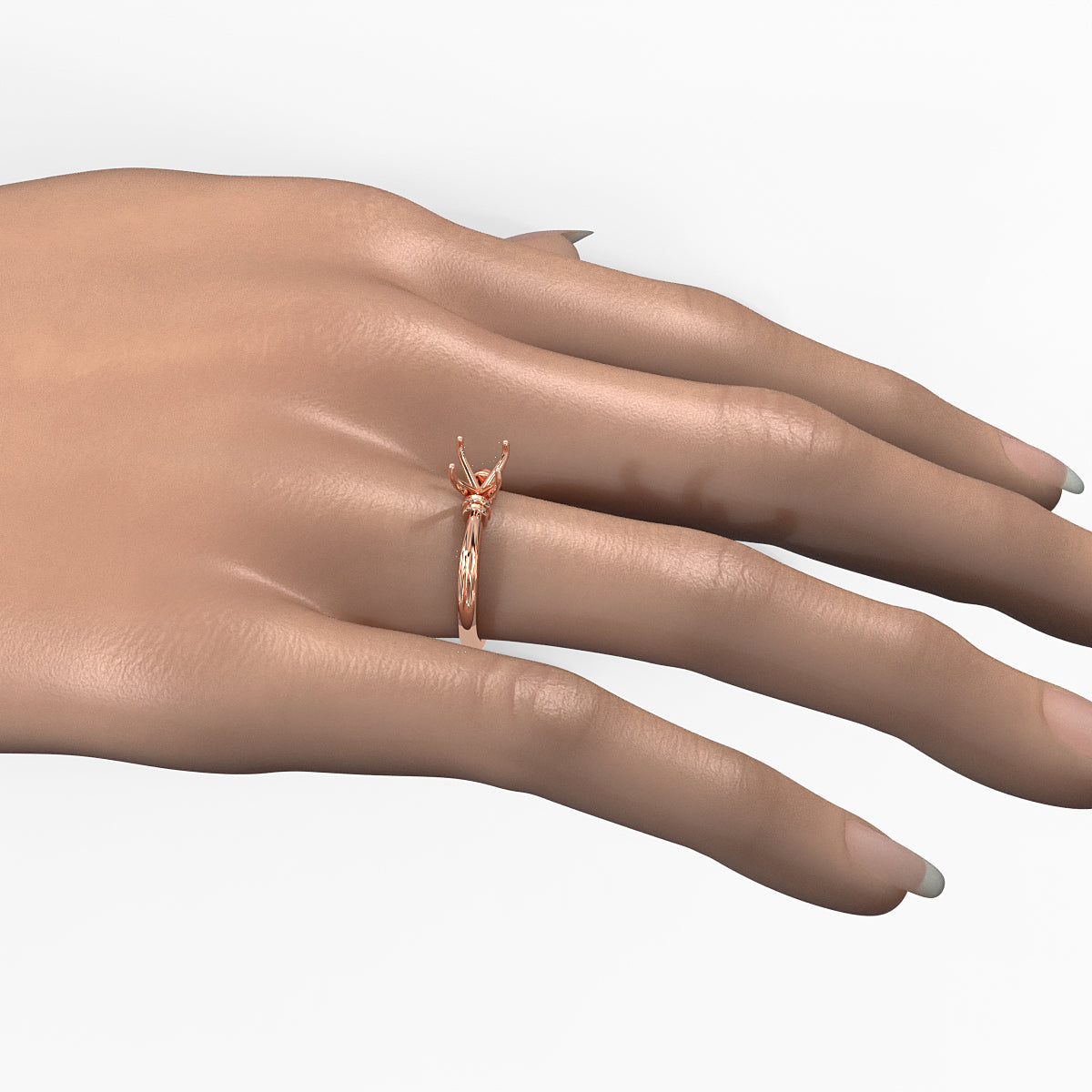 4.2g Ridged Solitaire Engagement Ring Setting Semi Mount 2.6mm