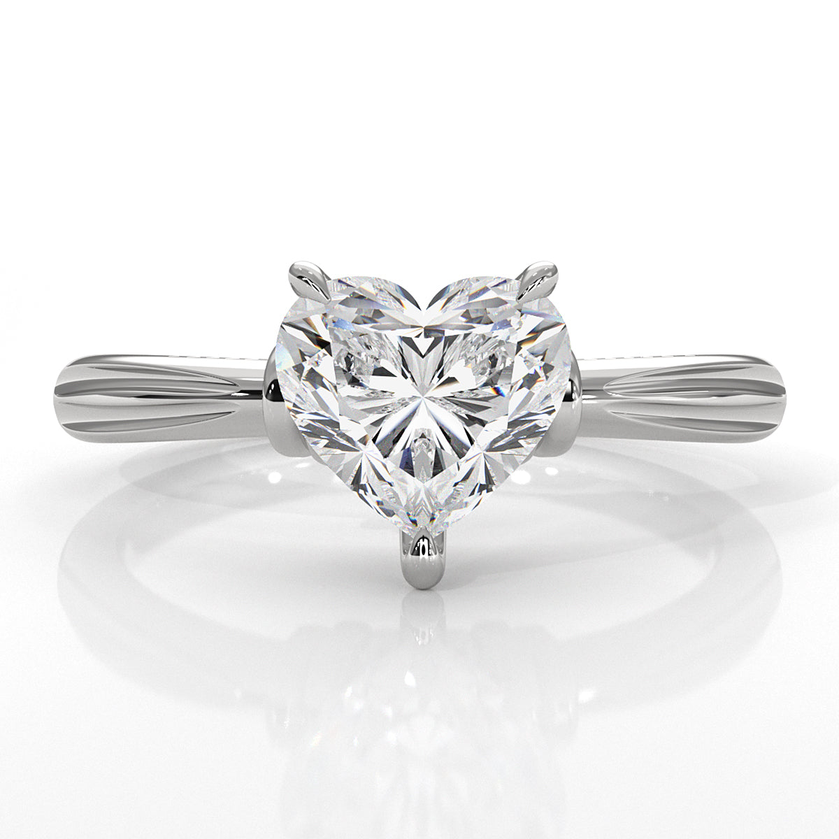 4.2g Ridged Solitaire Prong Set Lab Grown Diamond Engagement Ring IGI Certified 2.6mm 1.00 Ctw.