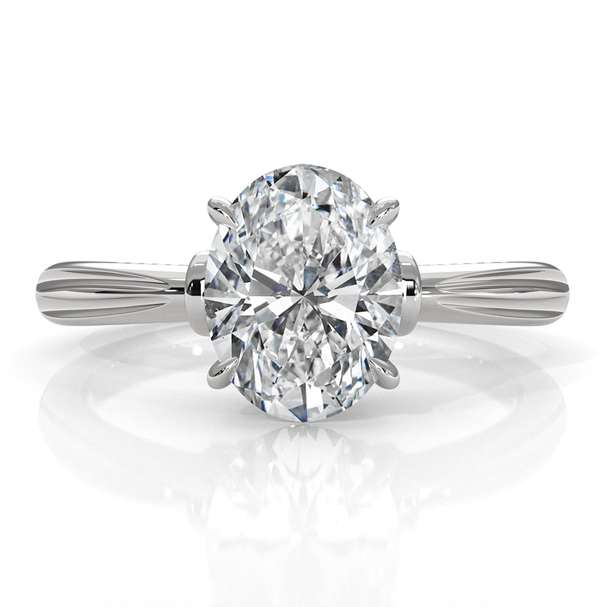 4.2g Ridged Solitaire Prong Set Lab Grown Diamond Engagement Ring IGI Certified 2.6mm 1.00 Ctw.
