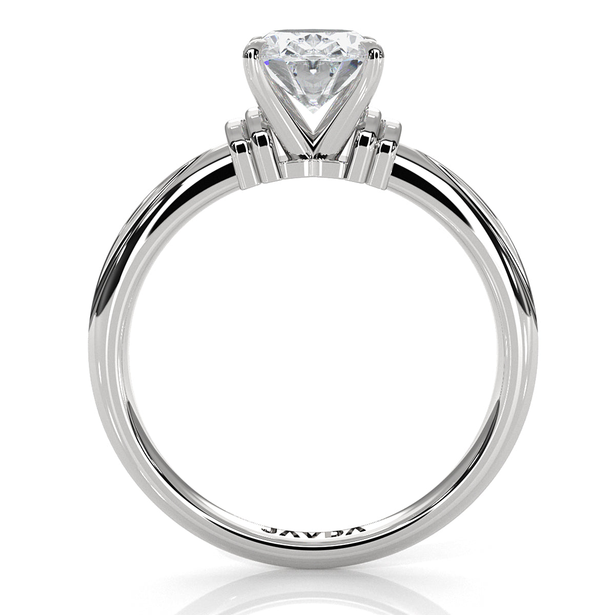 4.2g Ridged Solitaire Prong Set Lab Grown Diamond Engagement Ring IGI Certified 2.6mm 1.00 Ctw.