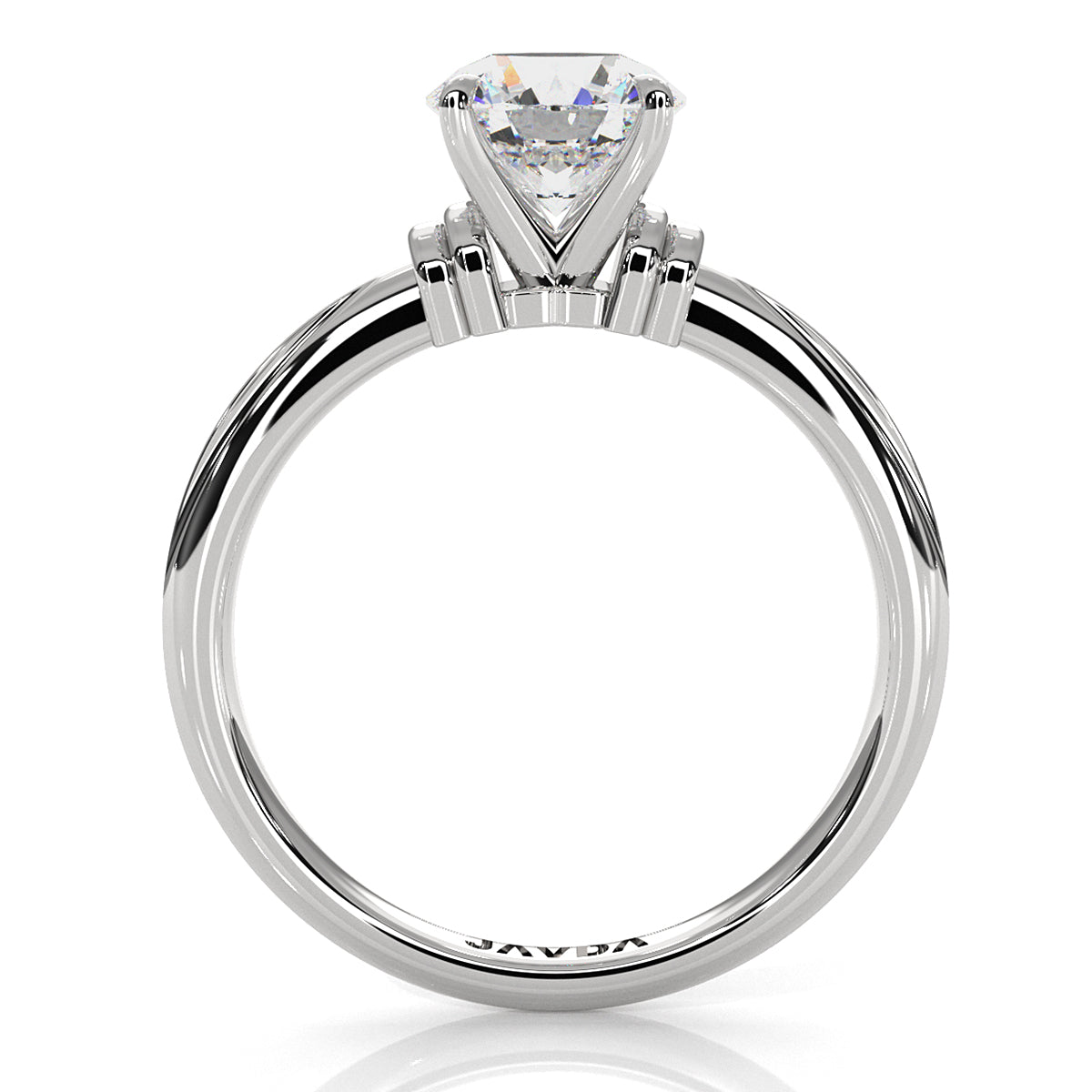 4.2g Ridged Solitaire Prong Set Lab Grown Diamond Engagement Ring IGI Certified 2.6mm 1.00 Ctw.