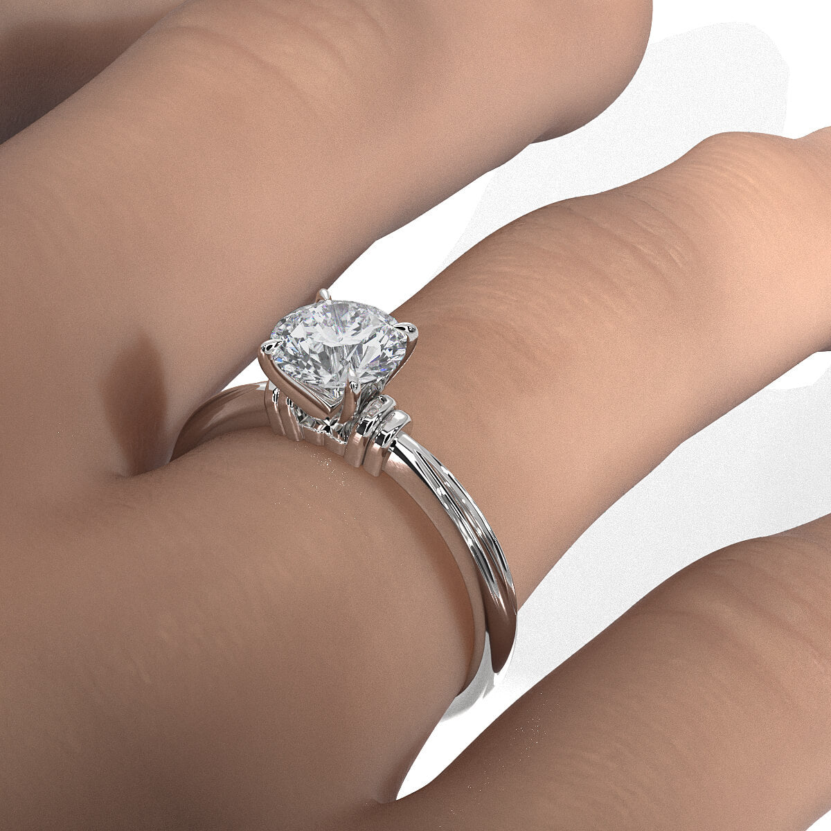 4.2g Ridged Solitaire Prong Set Lab Grown Diamond Engagement Ring IGI Certified 2.6mm 1.00 Ctw.