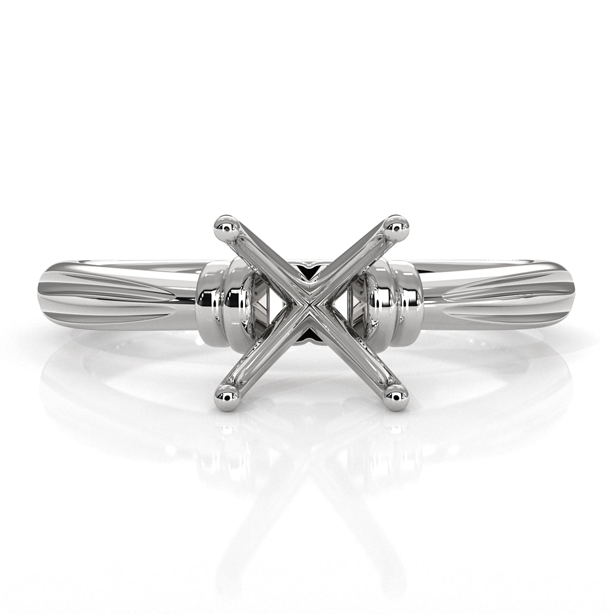 4.2g Ridged Solitaire Engagement Ring Setting Semi Mount 2.6mm