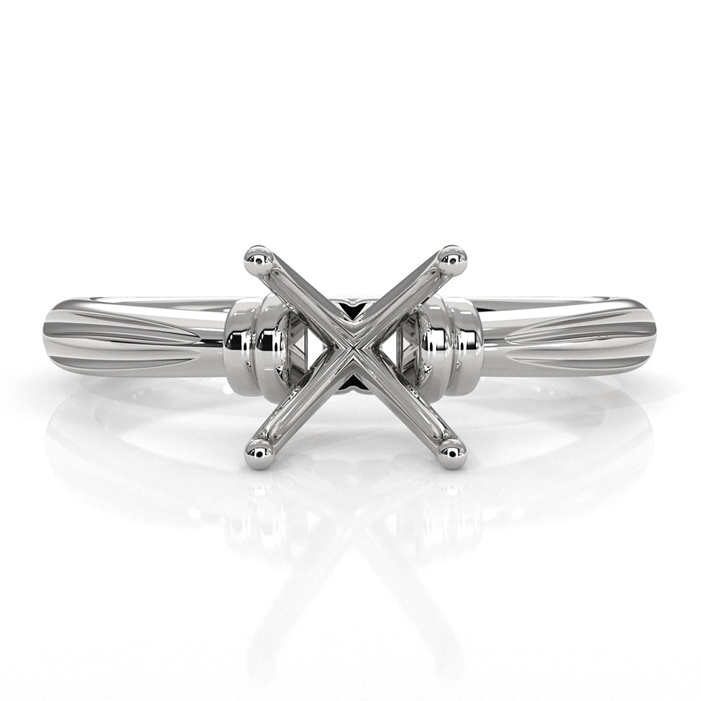 4.2g Ridged Solitaire Engagement Ring Setting Semi Mount 2.6mm