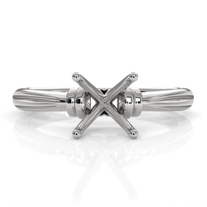 4.2g Ridged Solitaire Engagement Ring Setting Semi Mount 2.6mm
