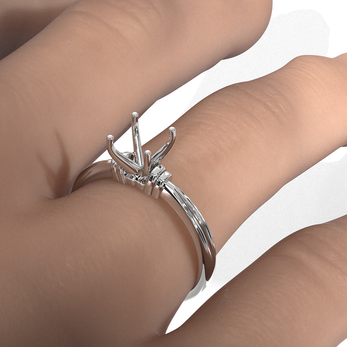 4.2g Ridged Solitaire Engagement Ring Setting Semi Mount 2.6mm