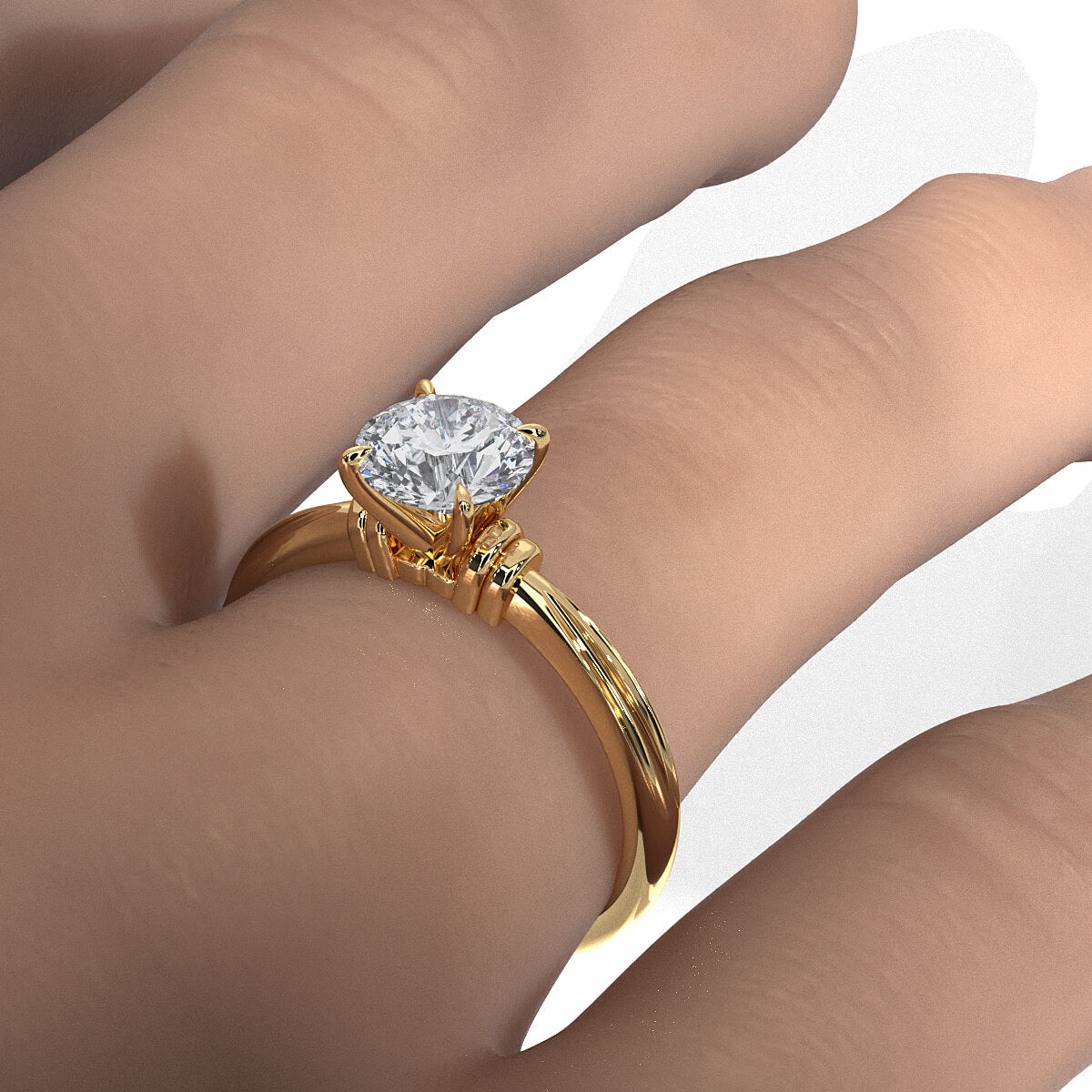 4.2g Ridged Solitaire Prong Set Lab Grown Diamond Engagement Ring IGI Certified 2.6mm 1.00 Ctw.