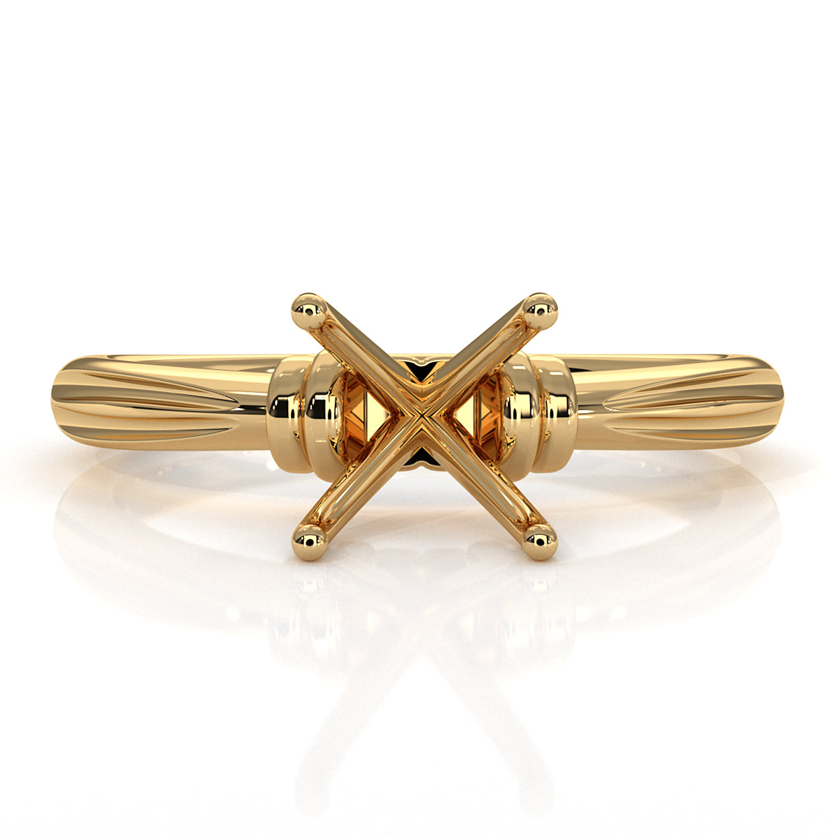 4.2g Ridged Solitaire Engagement Ring Setting Semi Mount 2.6mm