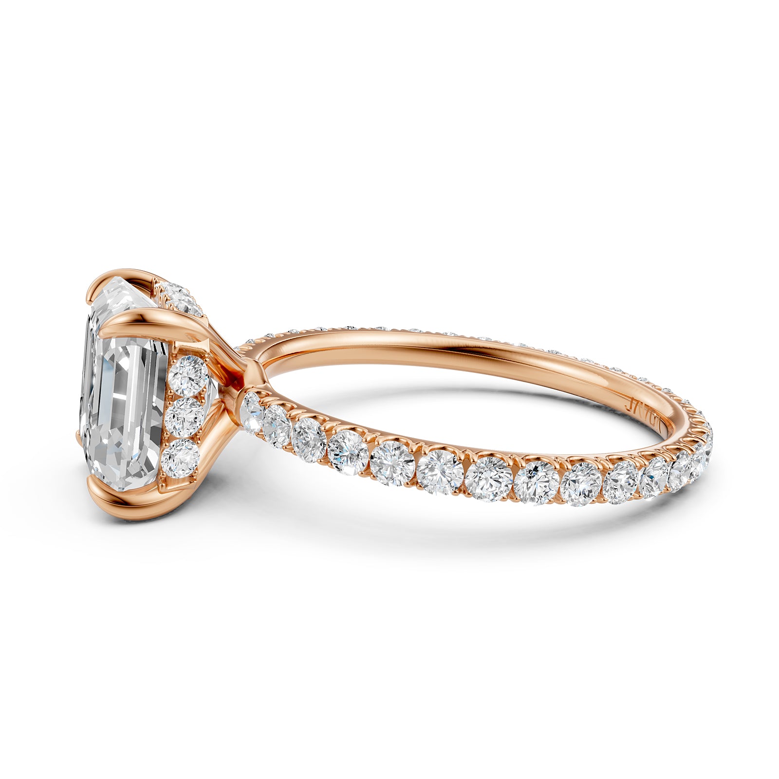 Hidden Halo French U Cut Pave Set Asscher Lab Grown Diamond Engagement Ring